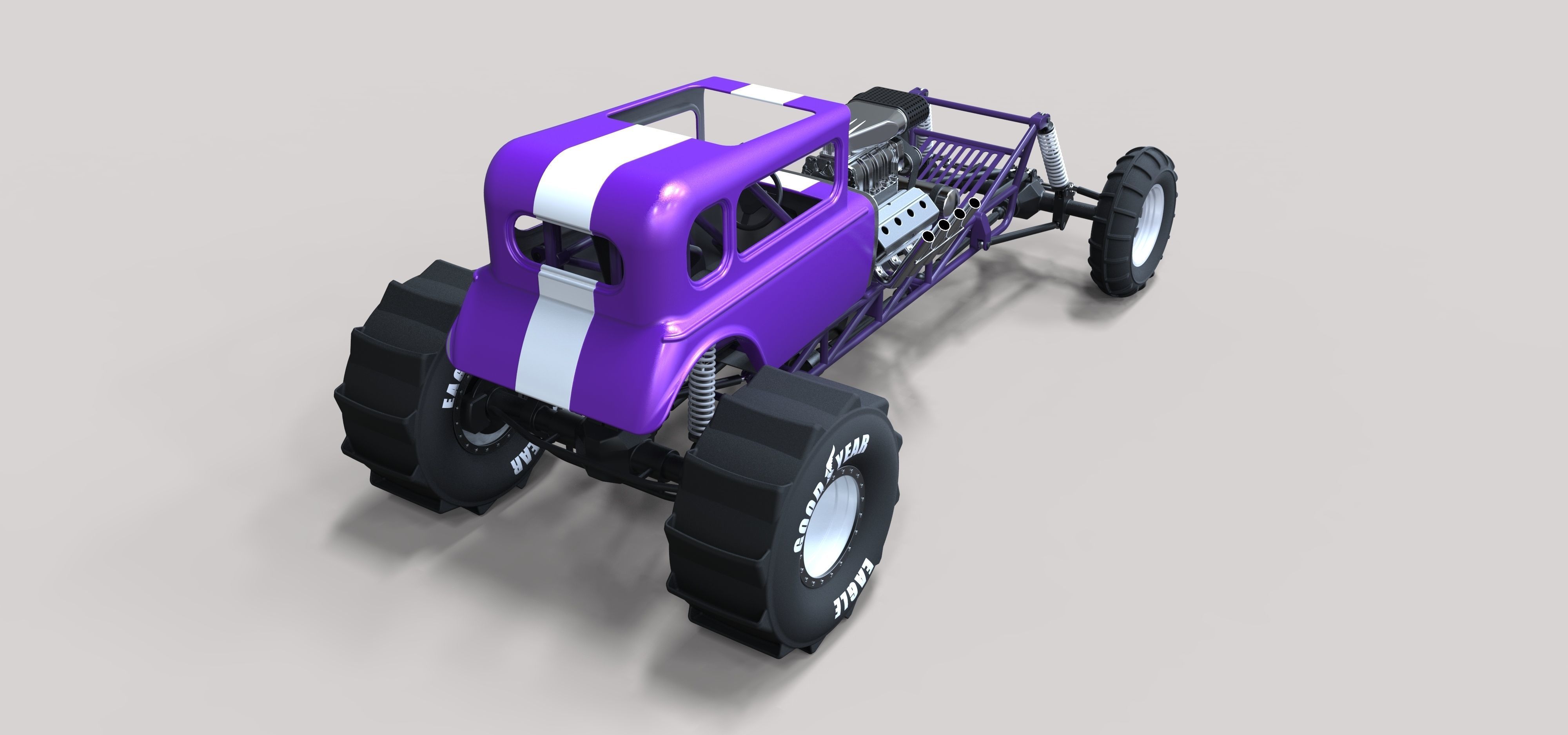 Mud dragster Hot Rod 3D model_11