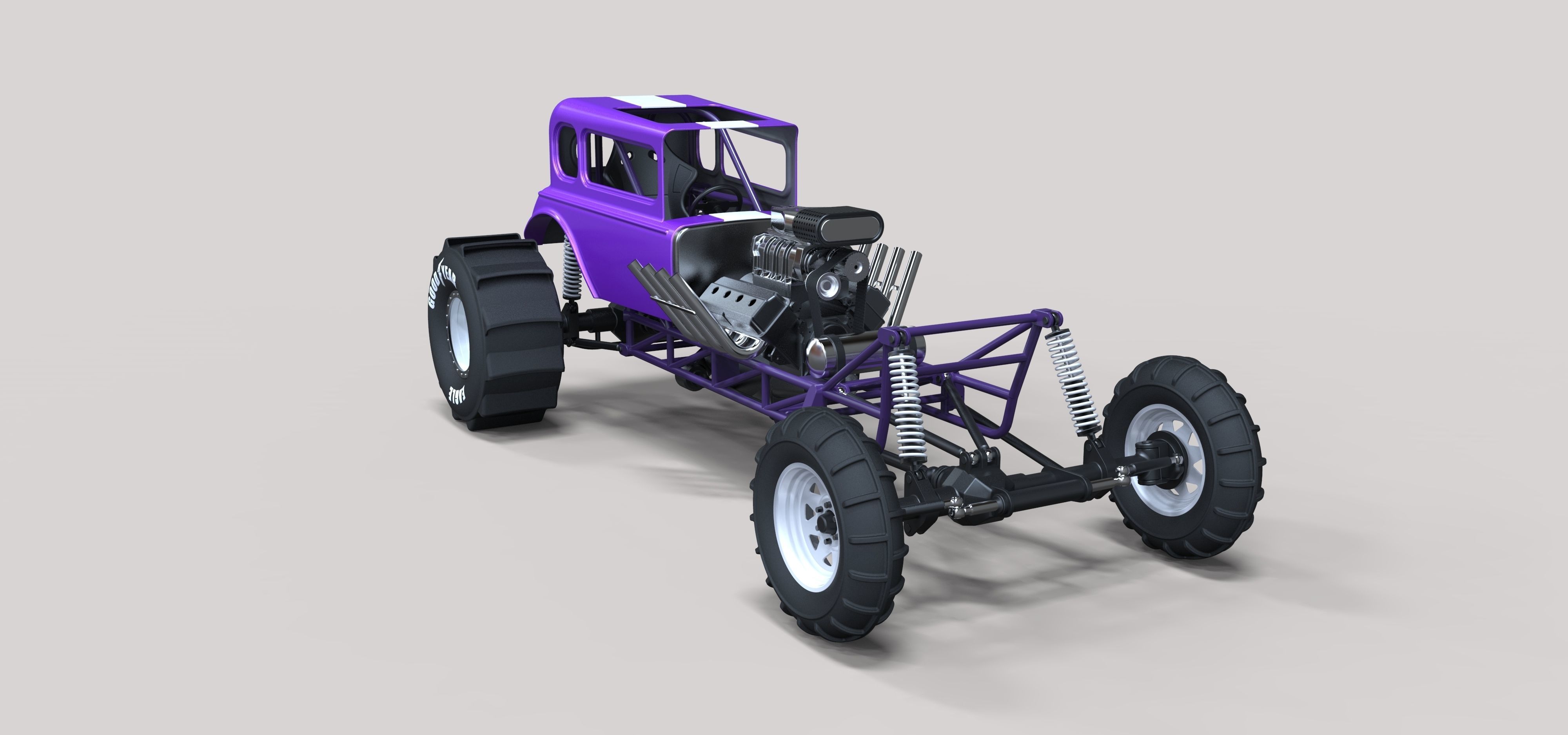 Mud dragster Hot Rod 3D model_2