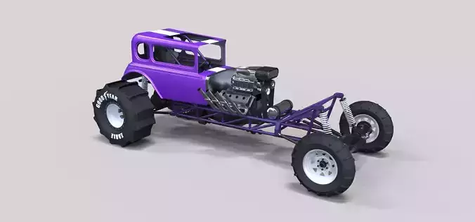Mud dragster Hot Rod 3D model