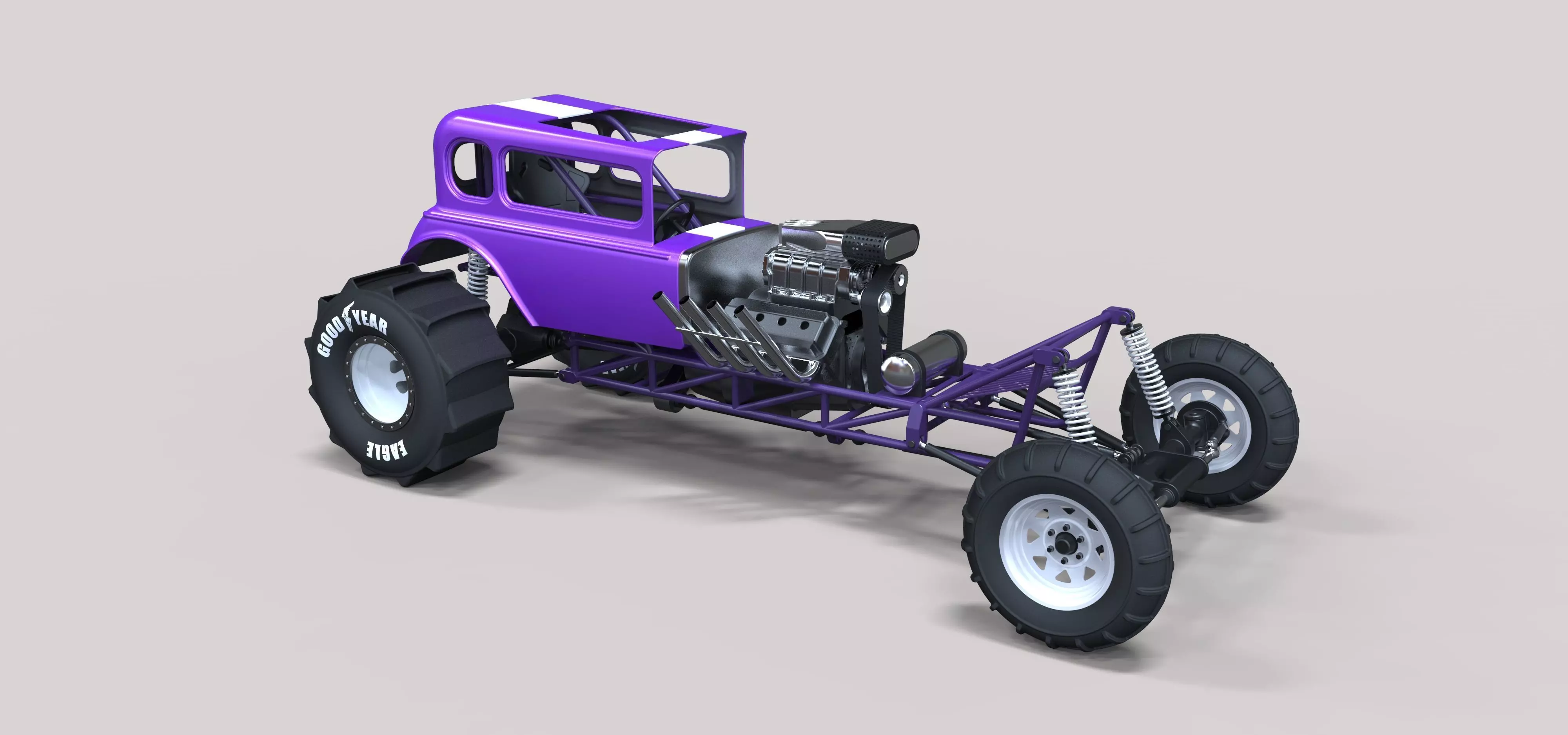 Mud dragster Hot Rod 3D model_0