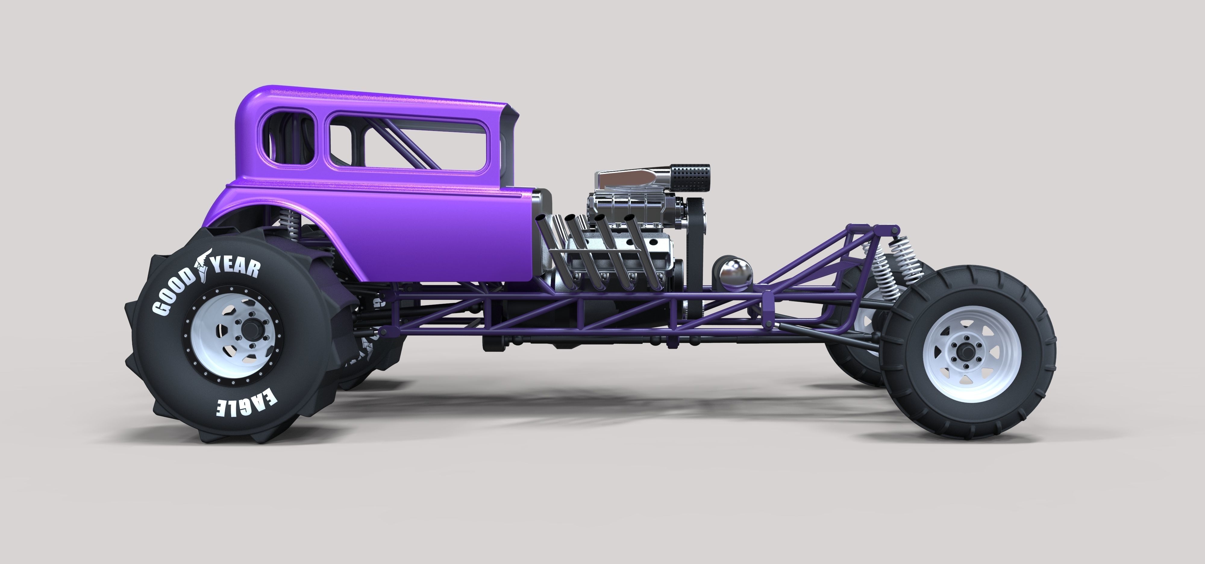 Mud dragster Hot Rod 3D model_6