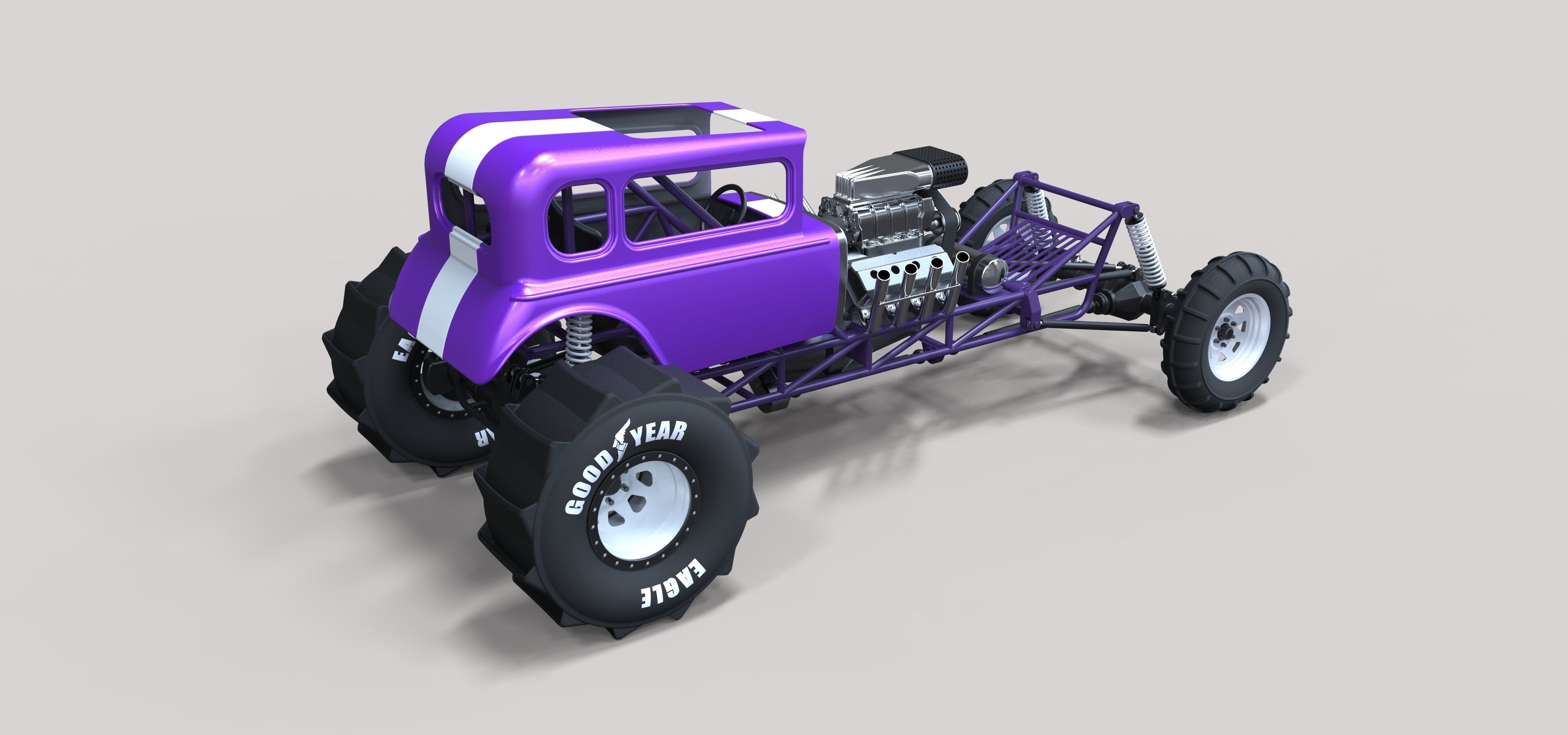 Mud dragster Hot Rod 3D model_9