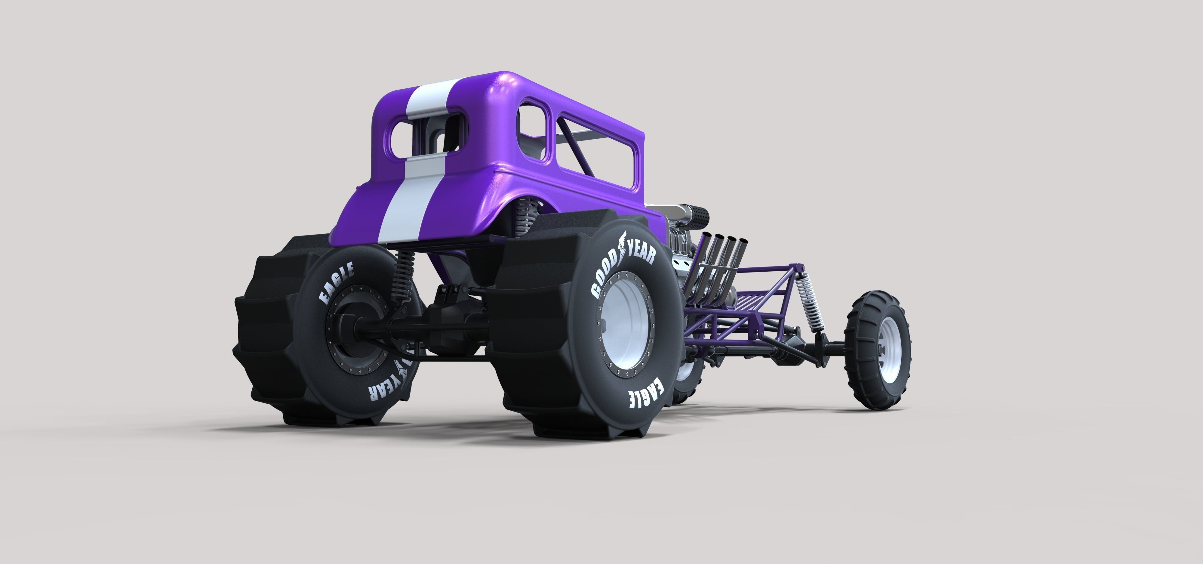 Mud dragster Hot Rod 3D model_12