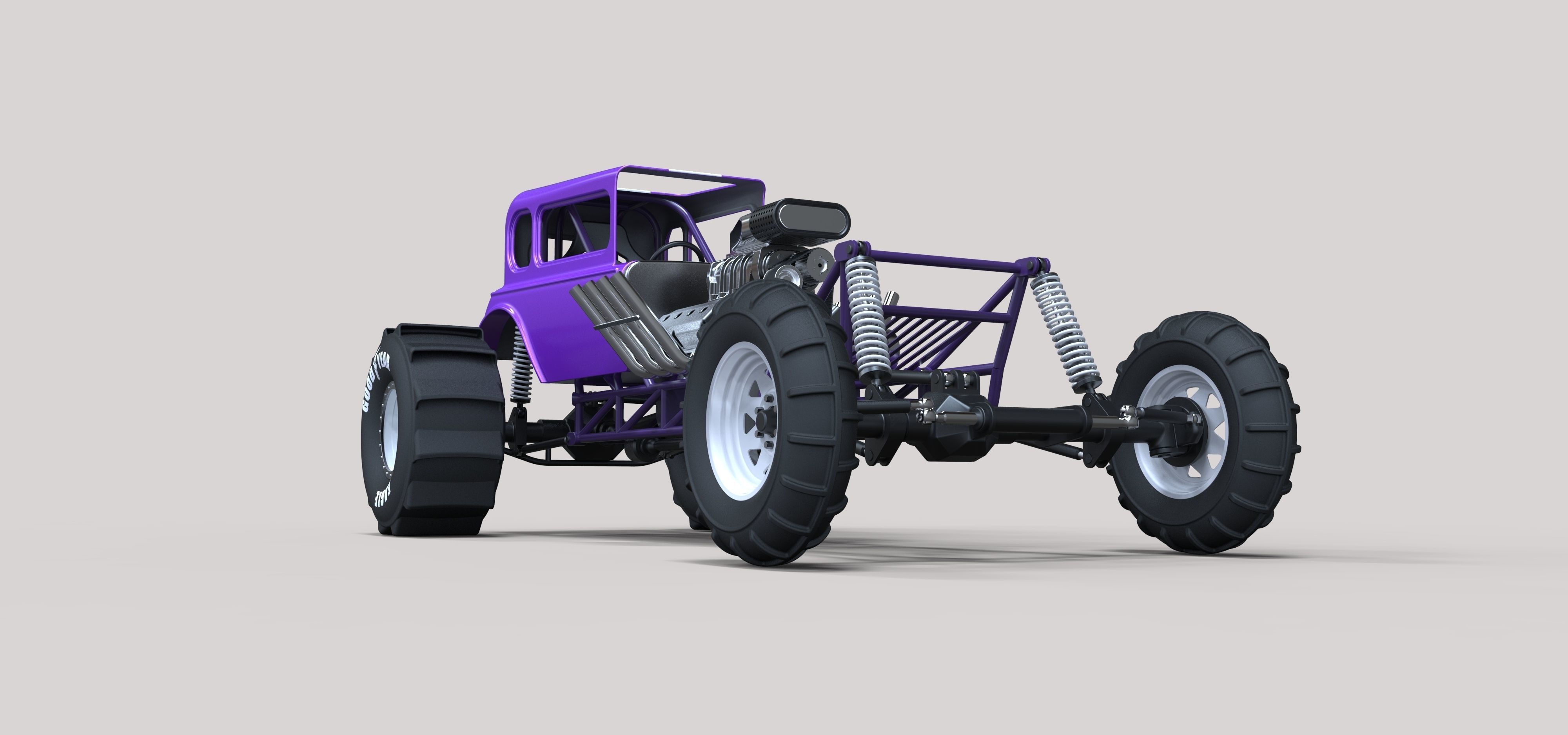 Mud dragster Hot Rod 3D model_3