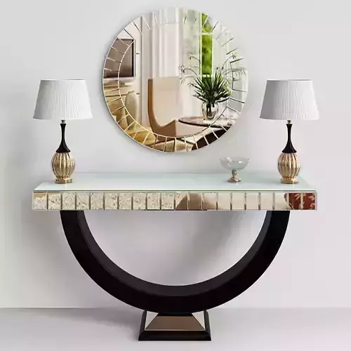Quartz Black Mirrored Console Table