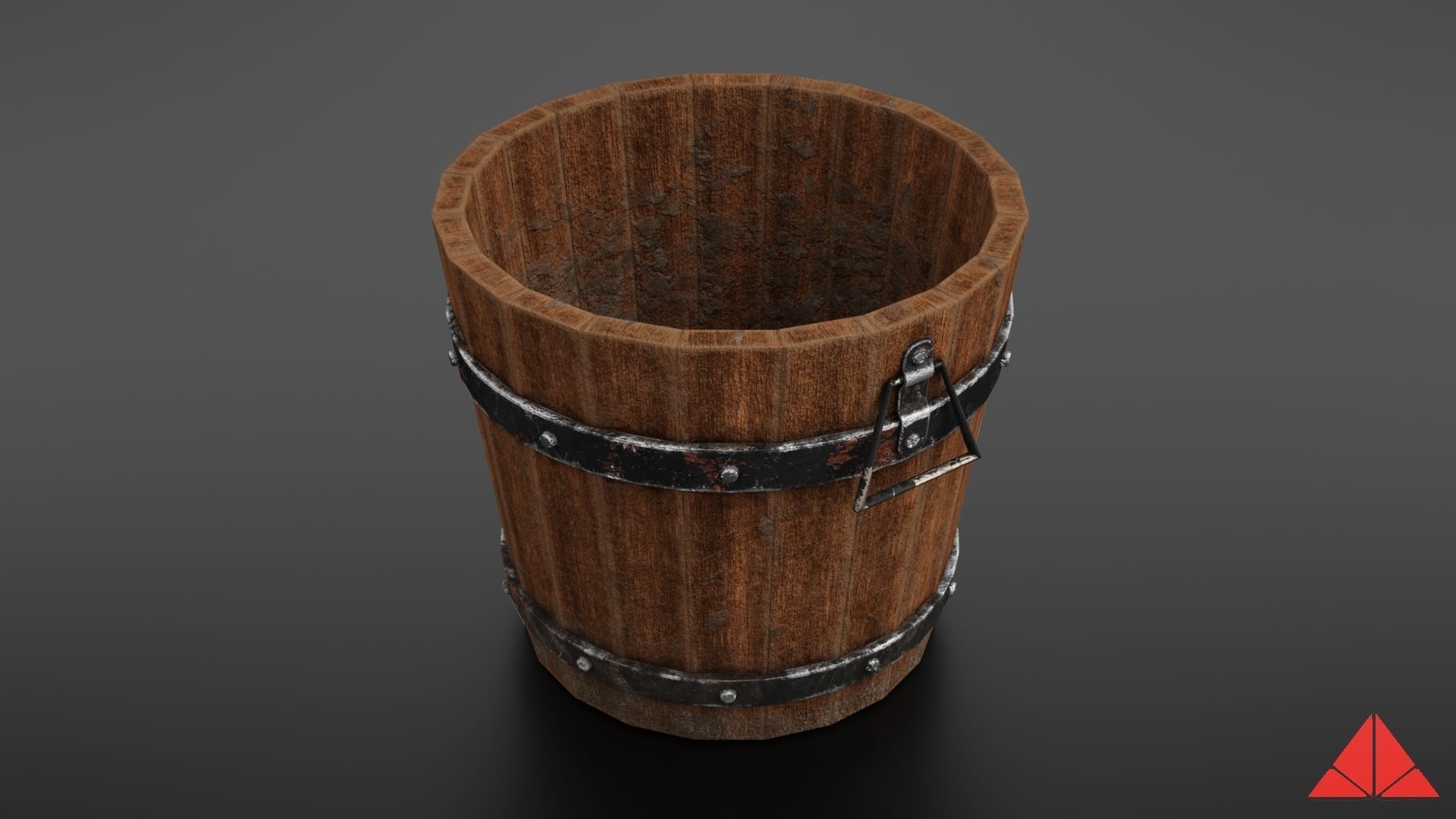 Wooden bucket Low-poly 3D model_18