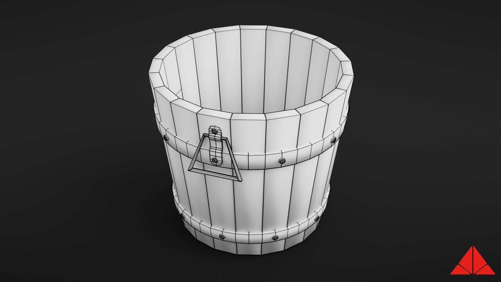 Wooden bucket Low-poly 3D model_36