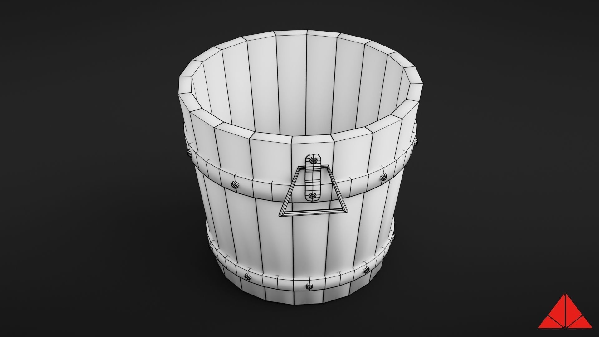 Wooden bucket Low-poly 3D model_30