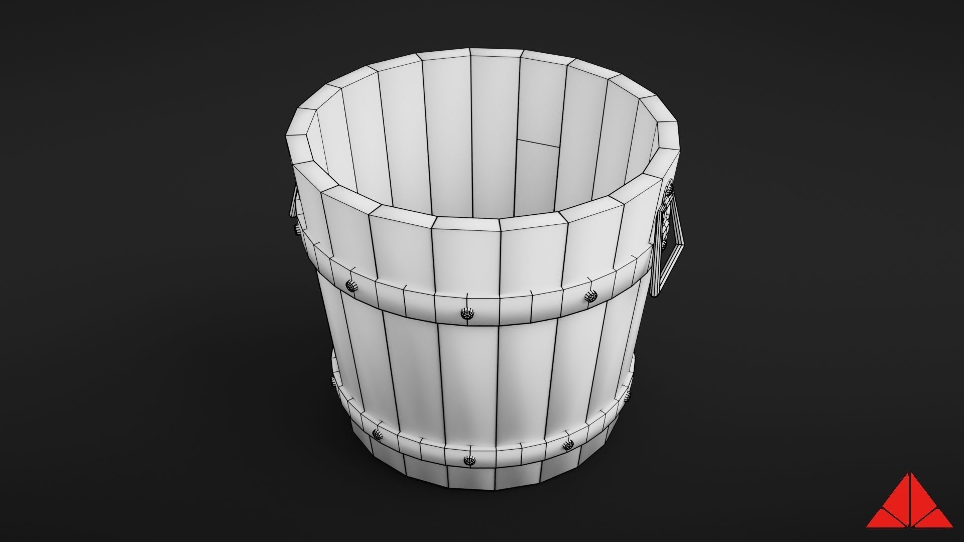 Wooden bucket Low-poly 3D model_24