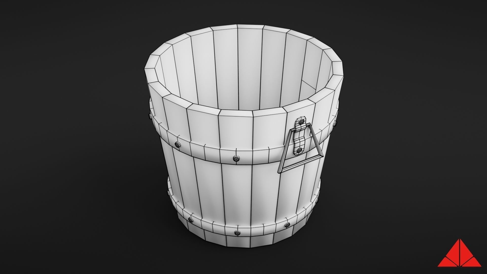Wooden bucket Low-poly 3D model_31