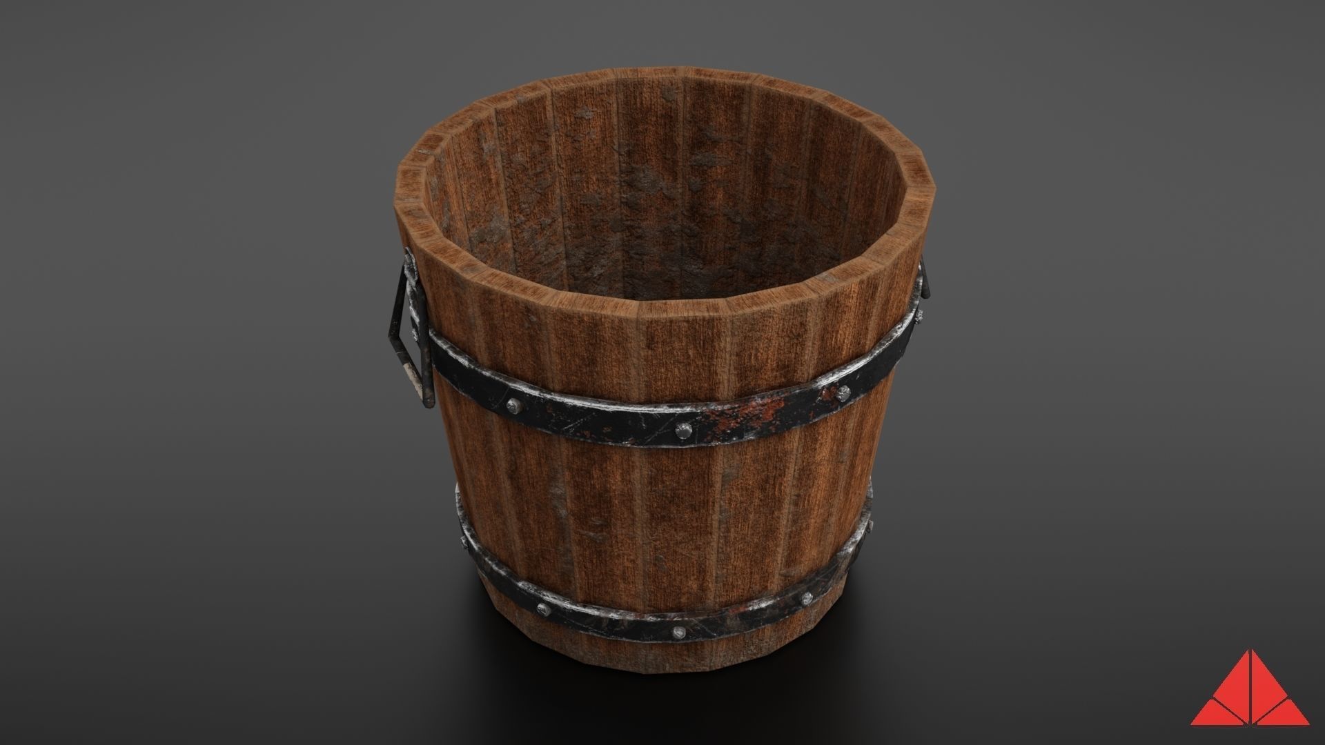 Wooden bucket Low-poly 3D model_13