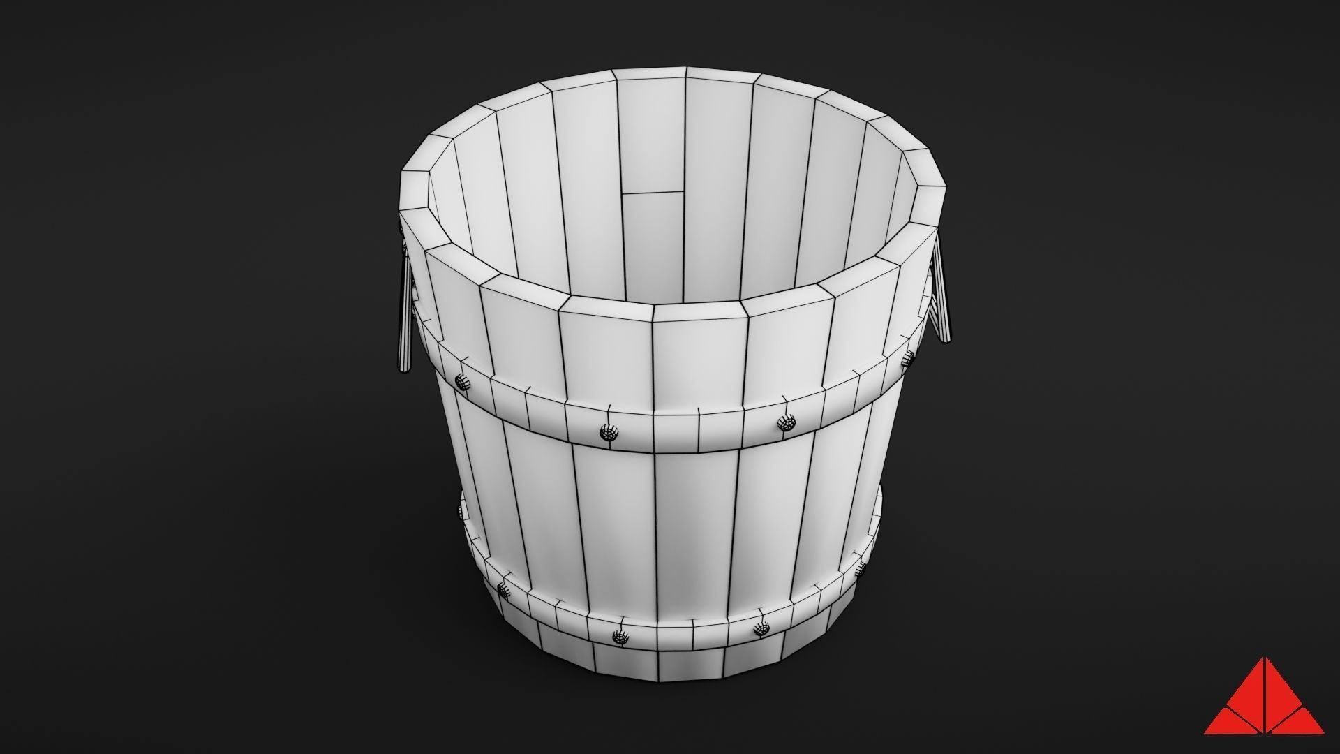 Wooden bucket Low-poly 3D model_26