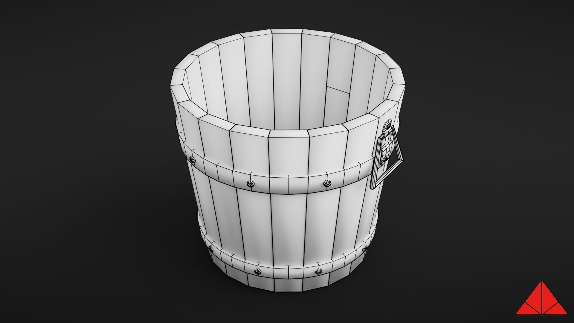Wooden bucket Low-poly 3D model_41