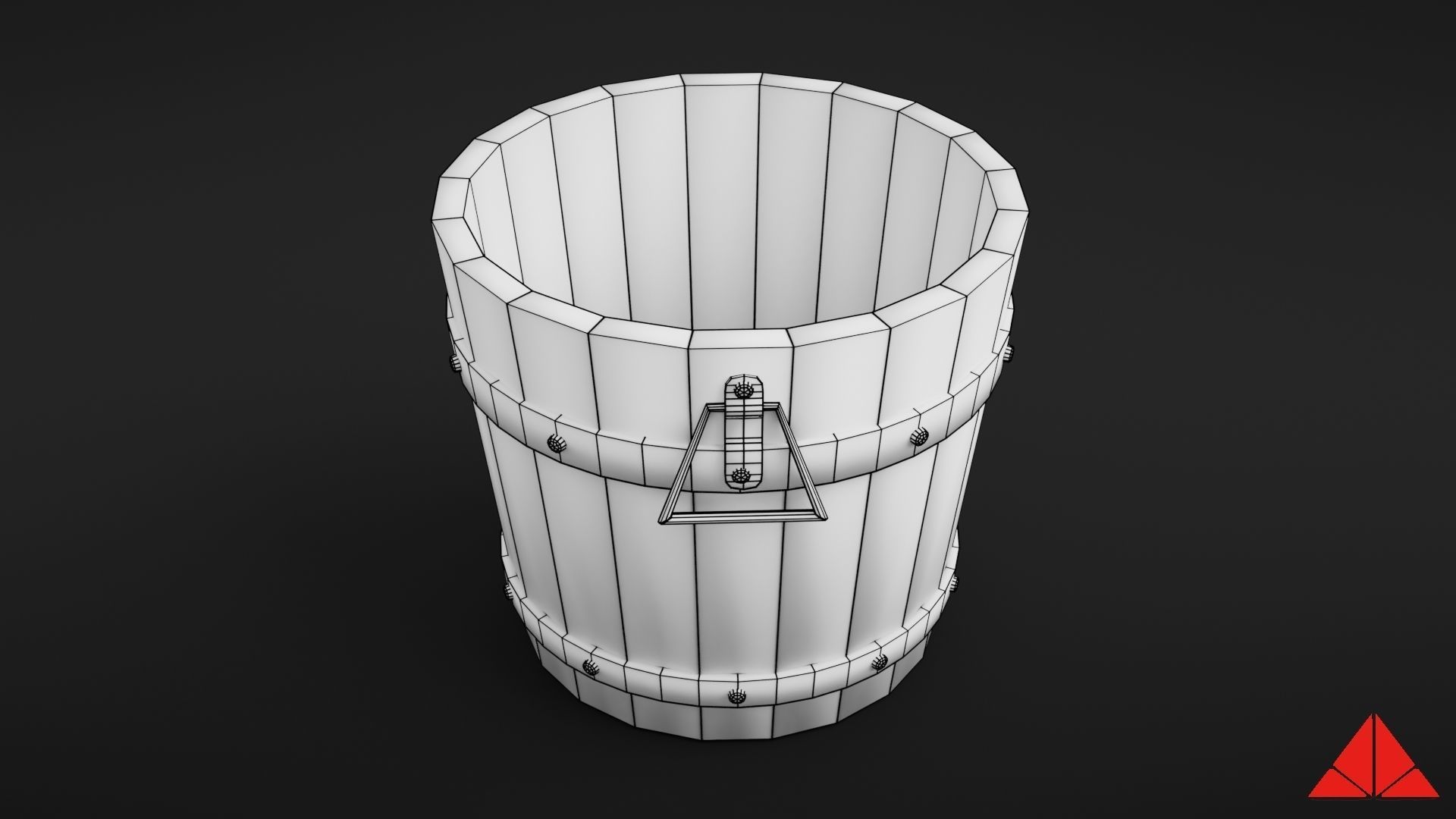 Wooden bucket Low-poly 3D model_37