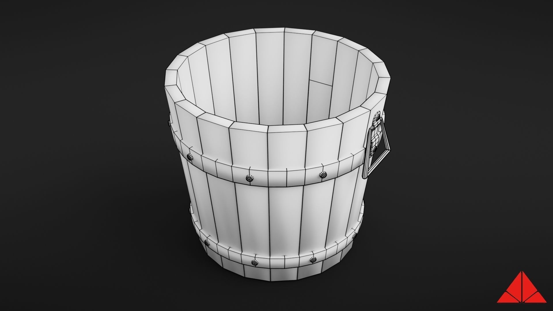 Wooden bucket Low-poly 3D model_32
