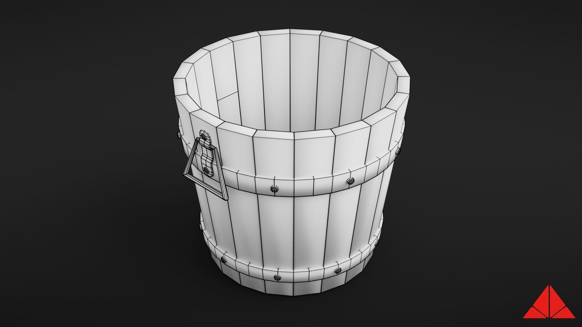 Wooden bucket Low-poly 3D model_28