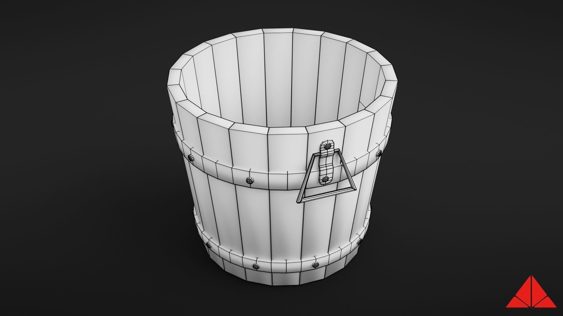 Wooden bucket Low-poly 3D model_38