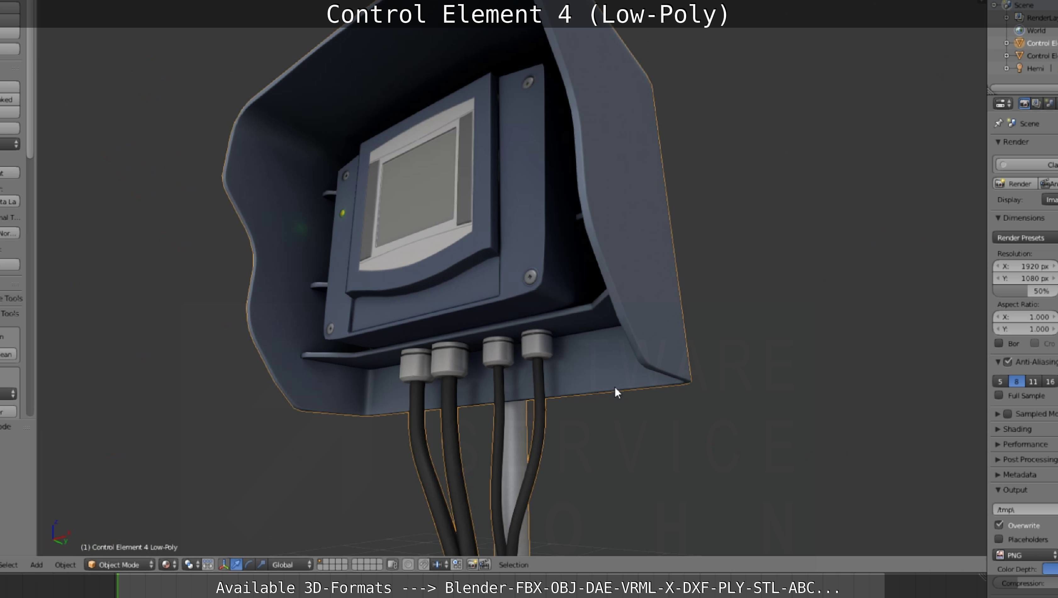 Control Element 4 Low-Poly Version Low-poly 3D model_123