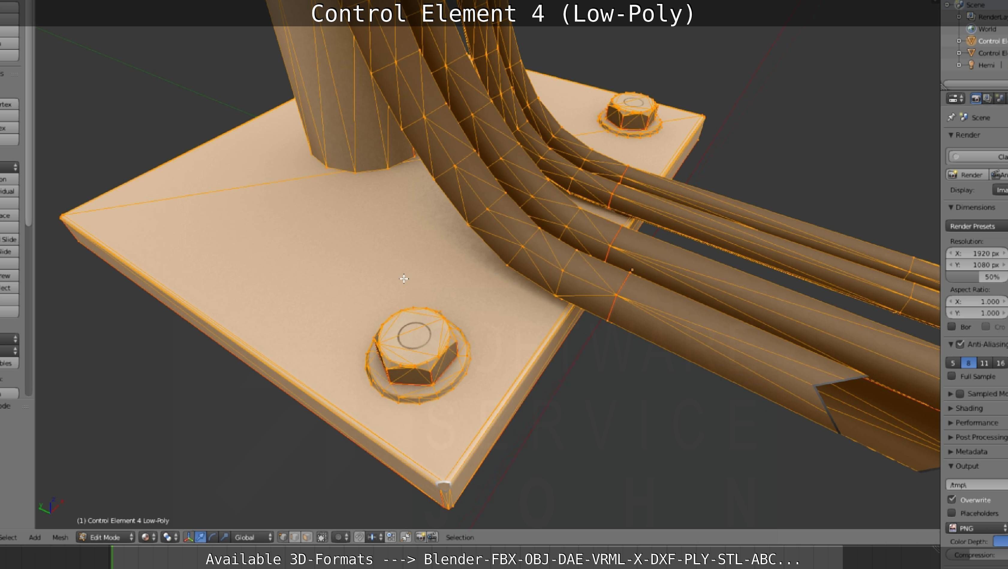 Control Element 4 Low-Poly Version Low-poly 3D model_116