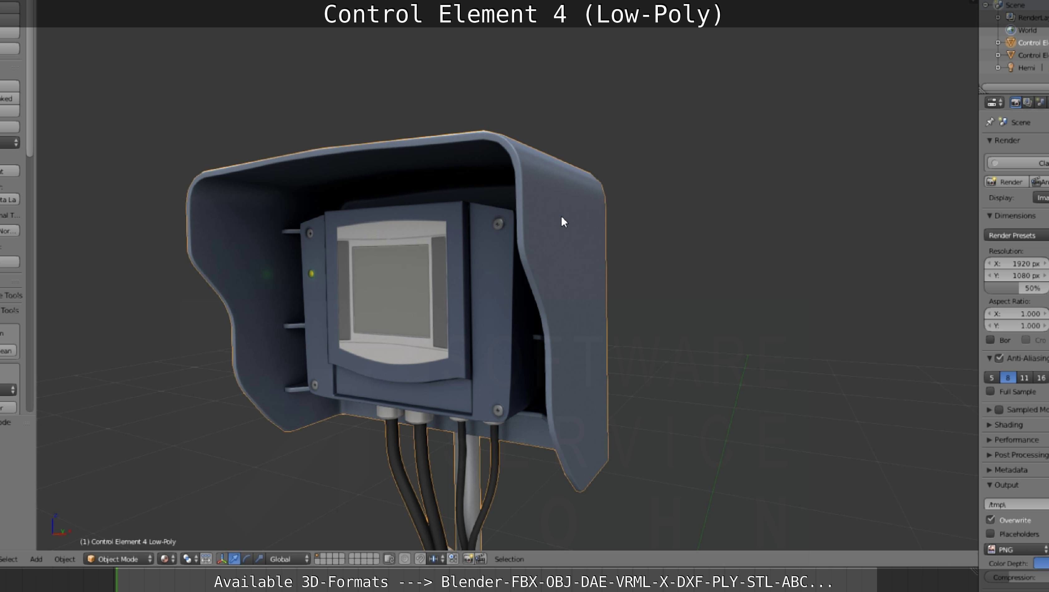 Control Element 4 Low-Poly Version Low-poly 3D model_131