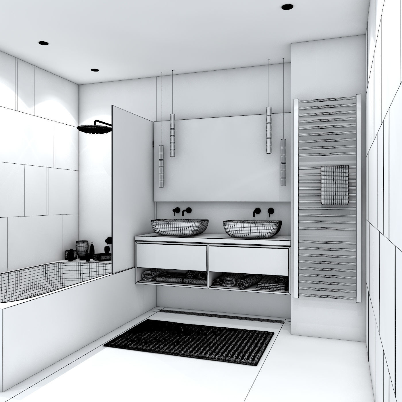 BathRoom modern with marble 3D model_3