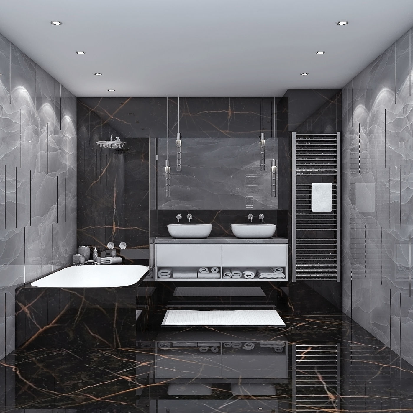 BathRoom modern with marble 3D model_1