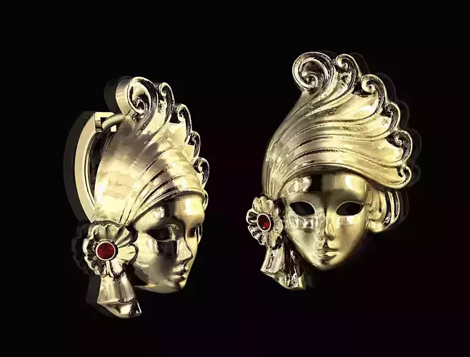 Venice Mask earrings 3D print model