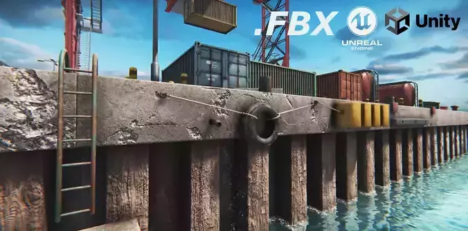 Module Based Harbor Creator Low-poly 3D model