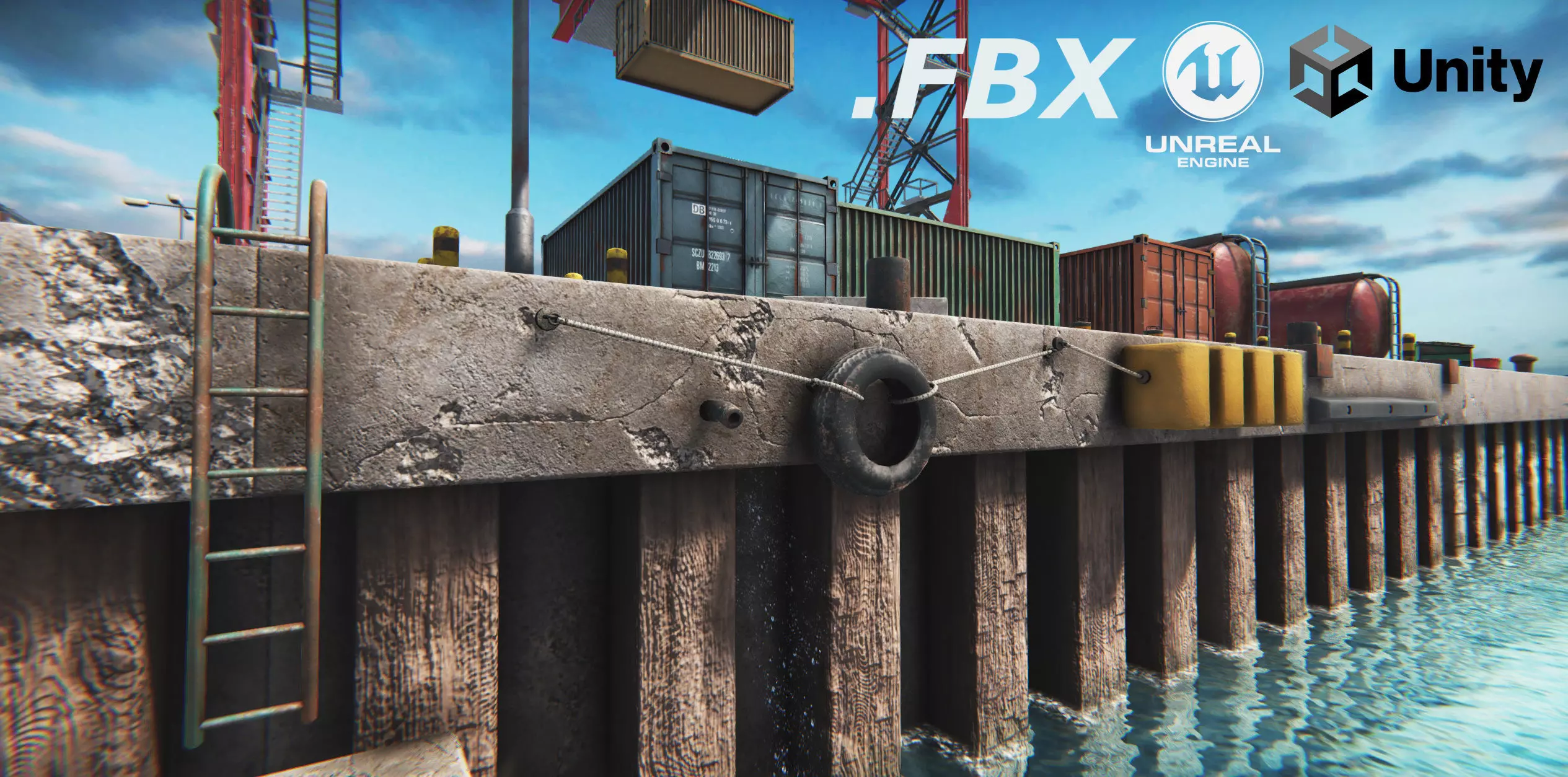 Module Based Harbor Creator Low-poly 3D model_0