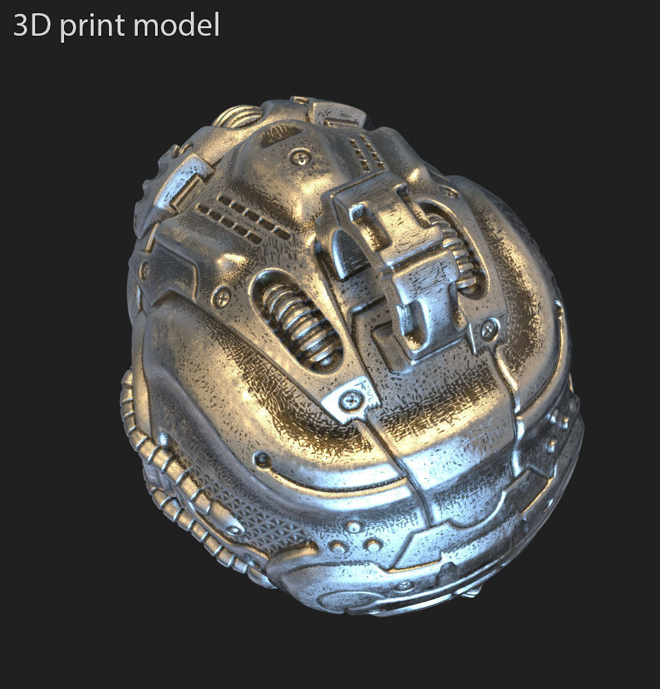 Skull pendant jewelry Robotic for bikers vol13 3D print model_4