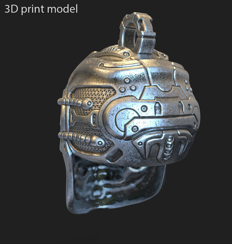 Skull pendant jewelry Robotic for bikers vol13 3D print model_3