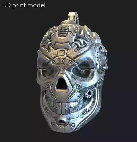 Skull pendant jewelry Robotic for bikers vol13 3D print model