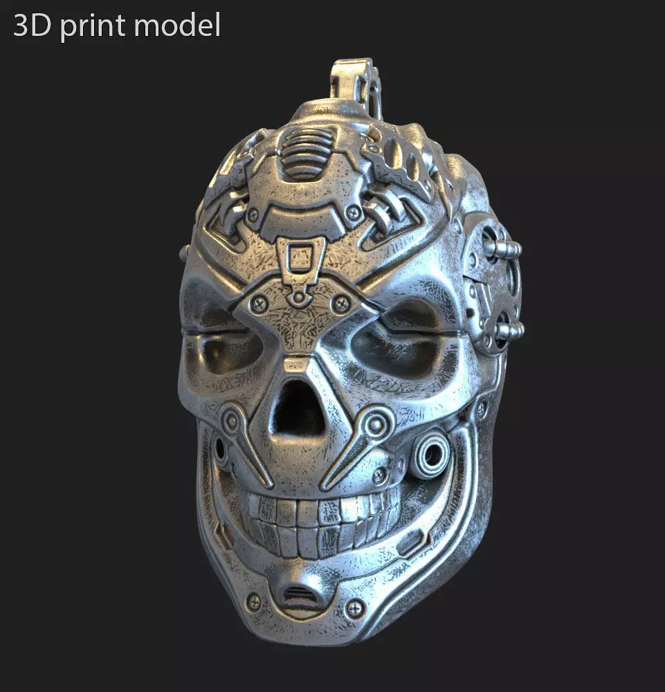 Skull pendant jewelry Robotic for bikers vol13 3D print model_0