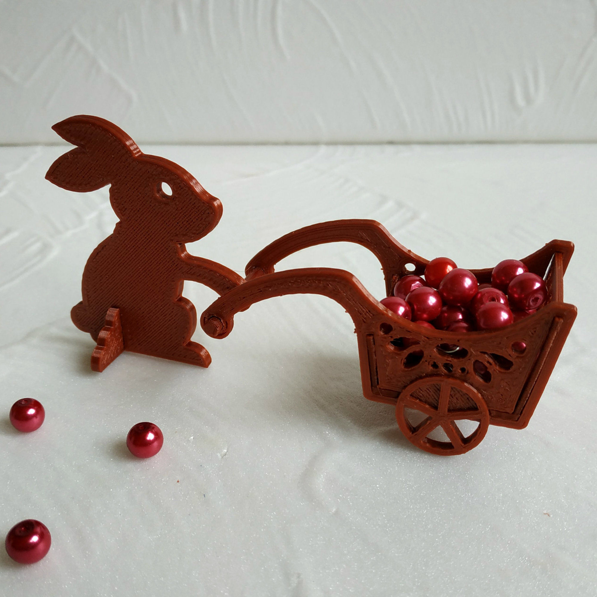 Easter bunny with a handcart 3D print model_4