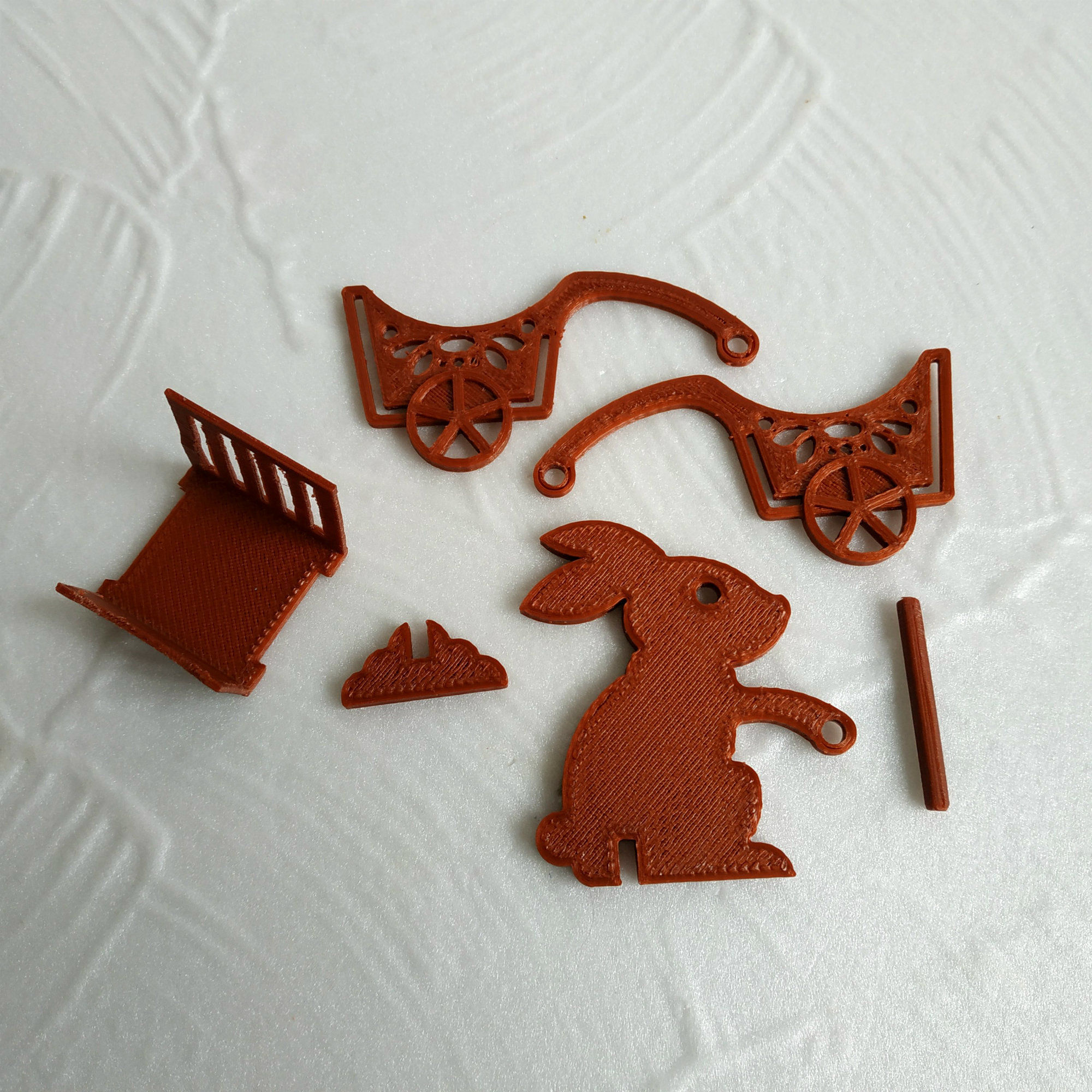 Easter bunny with a handcart 3D print model_5