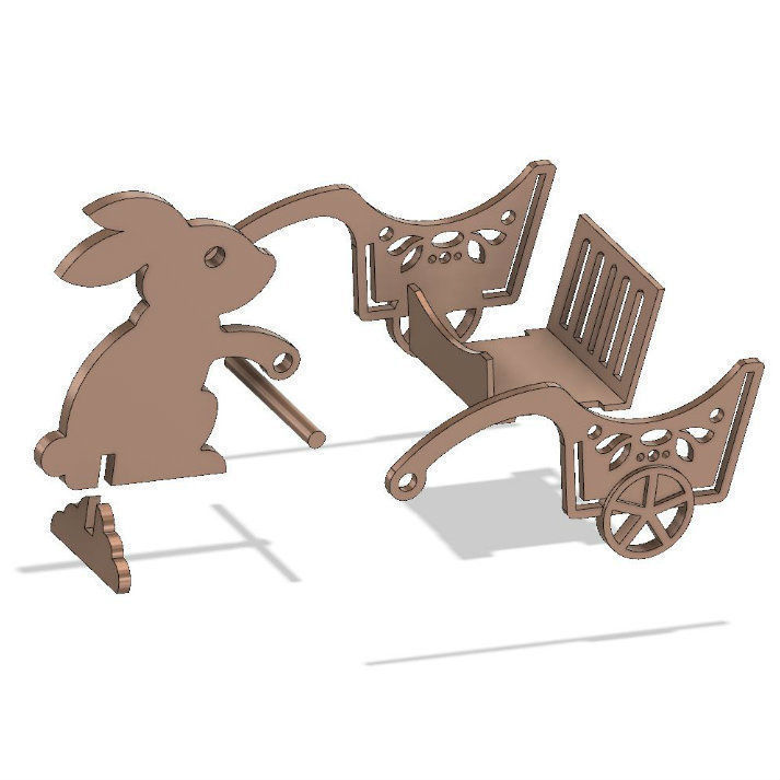 Easter bunny with a handcart 3D print model_6