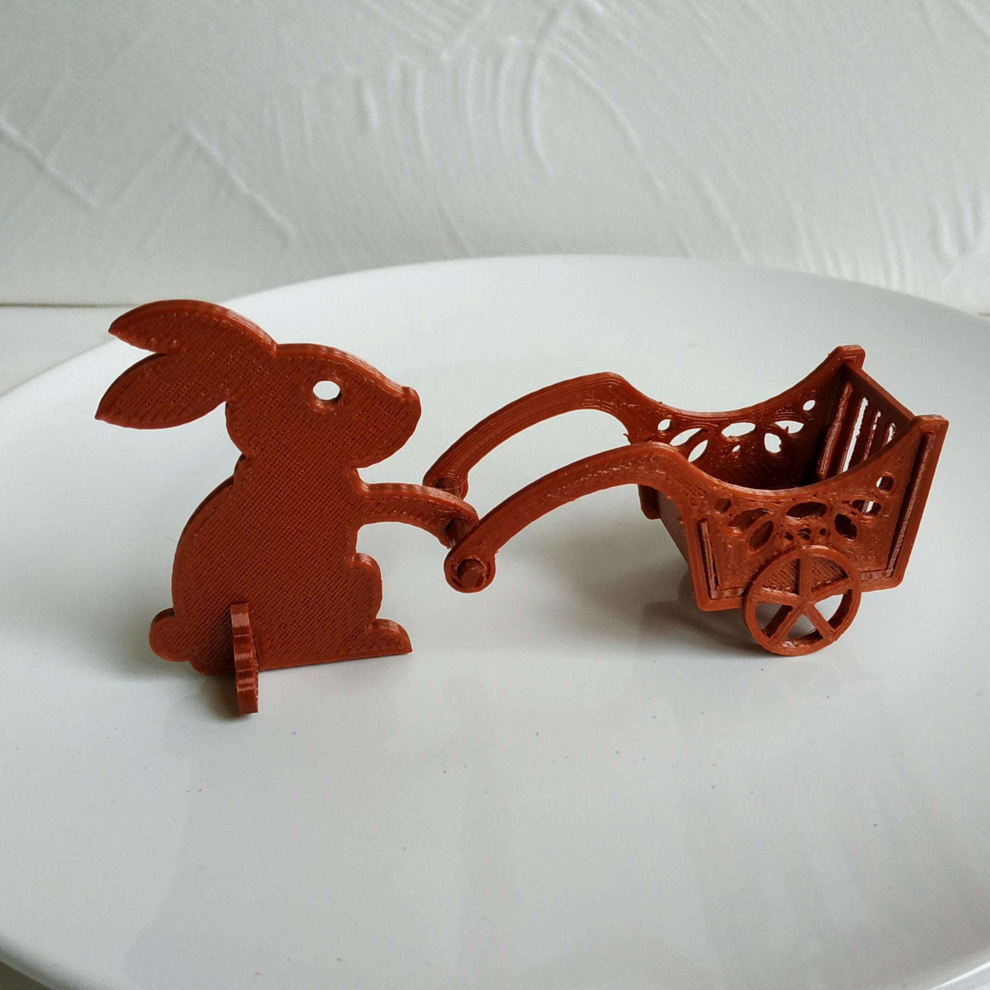 Easter bunny with a handcart 3D print model_1