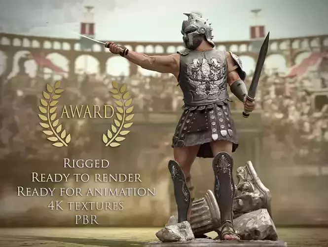 Roman Gladiator Warrior  Low-poly 3D model