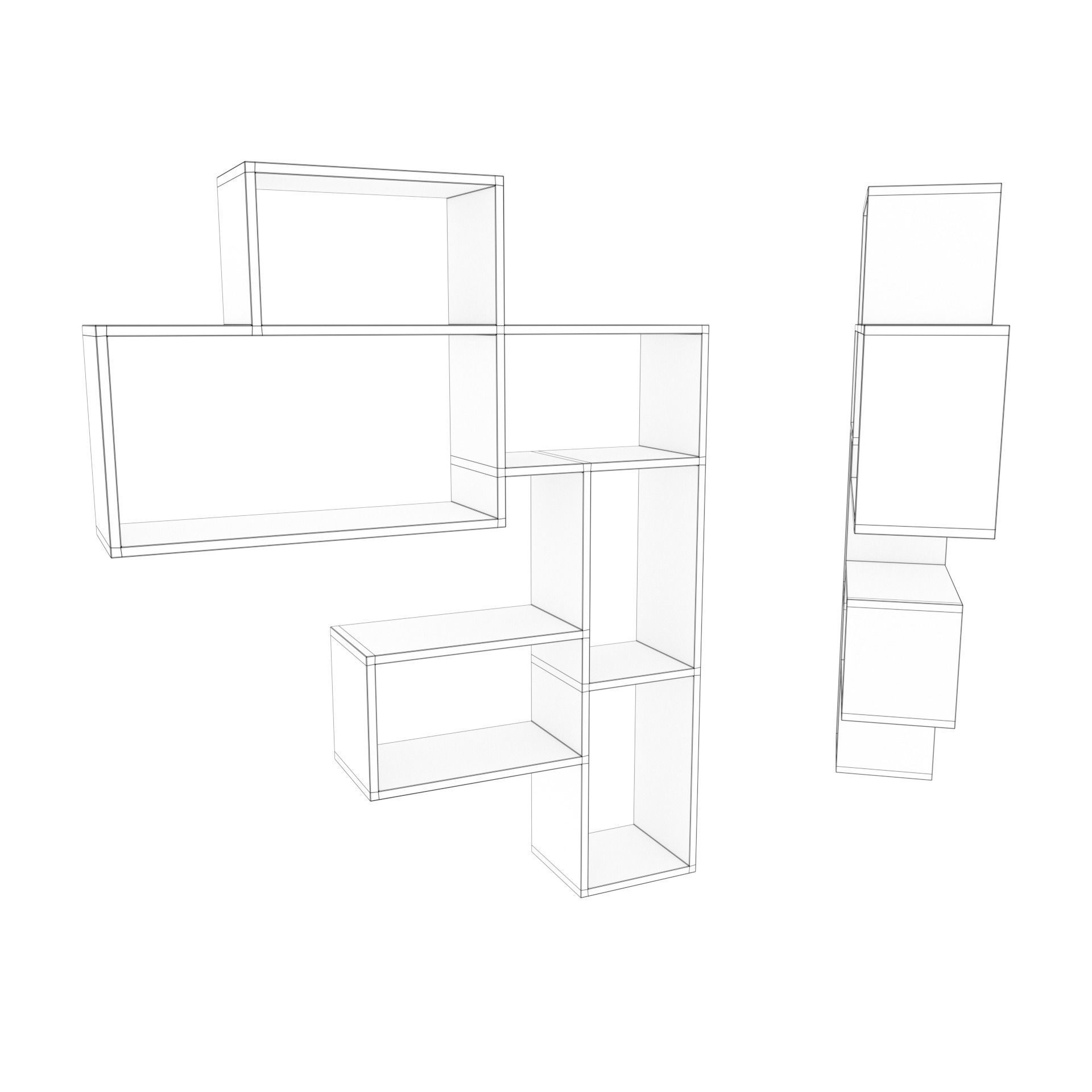Designer Furniture Wall Shelf Low-poly 3D model_1