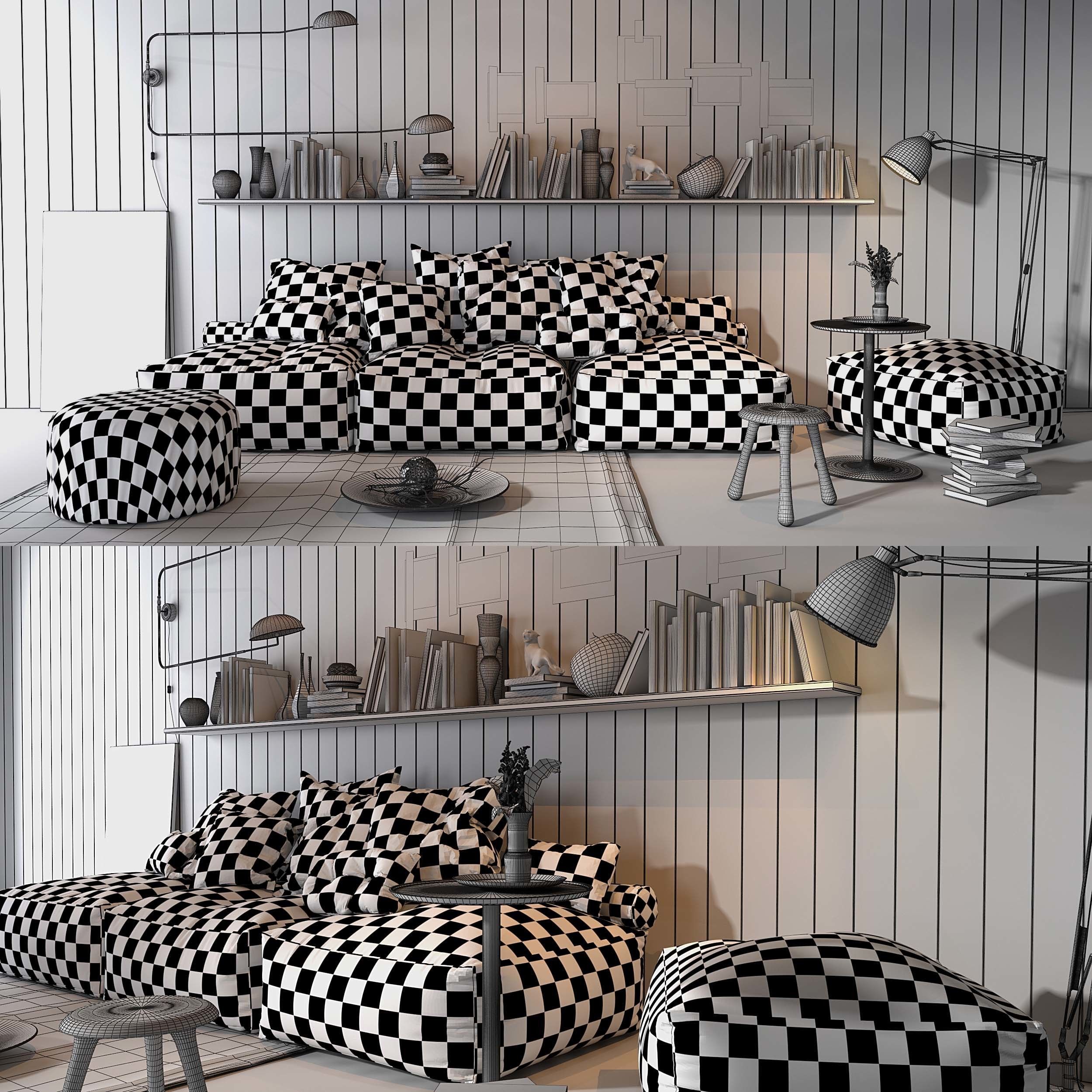 Twils soft poufs set 3D model_3