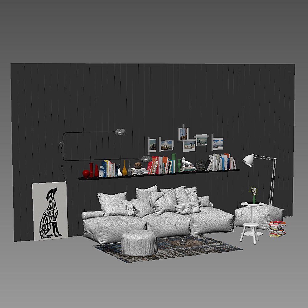 Twils soft poufs set 3D model_6