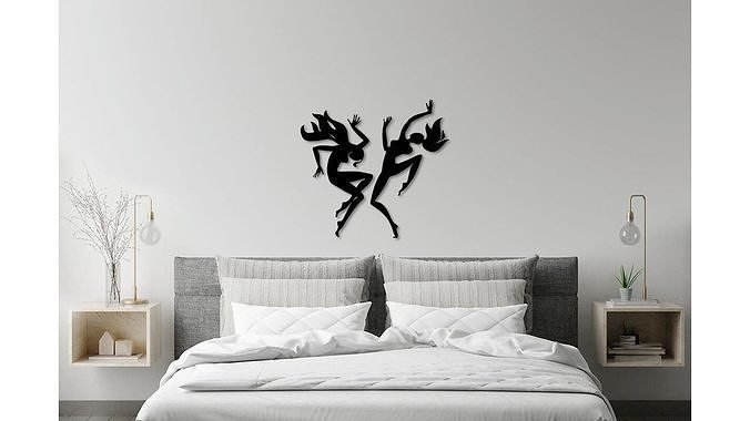 Dancing girls wall decoration 3D print model