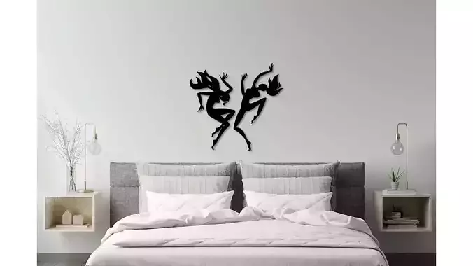 Dancing girls wall decoration 3D print model