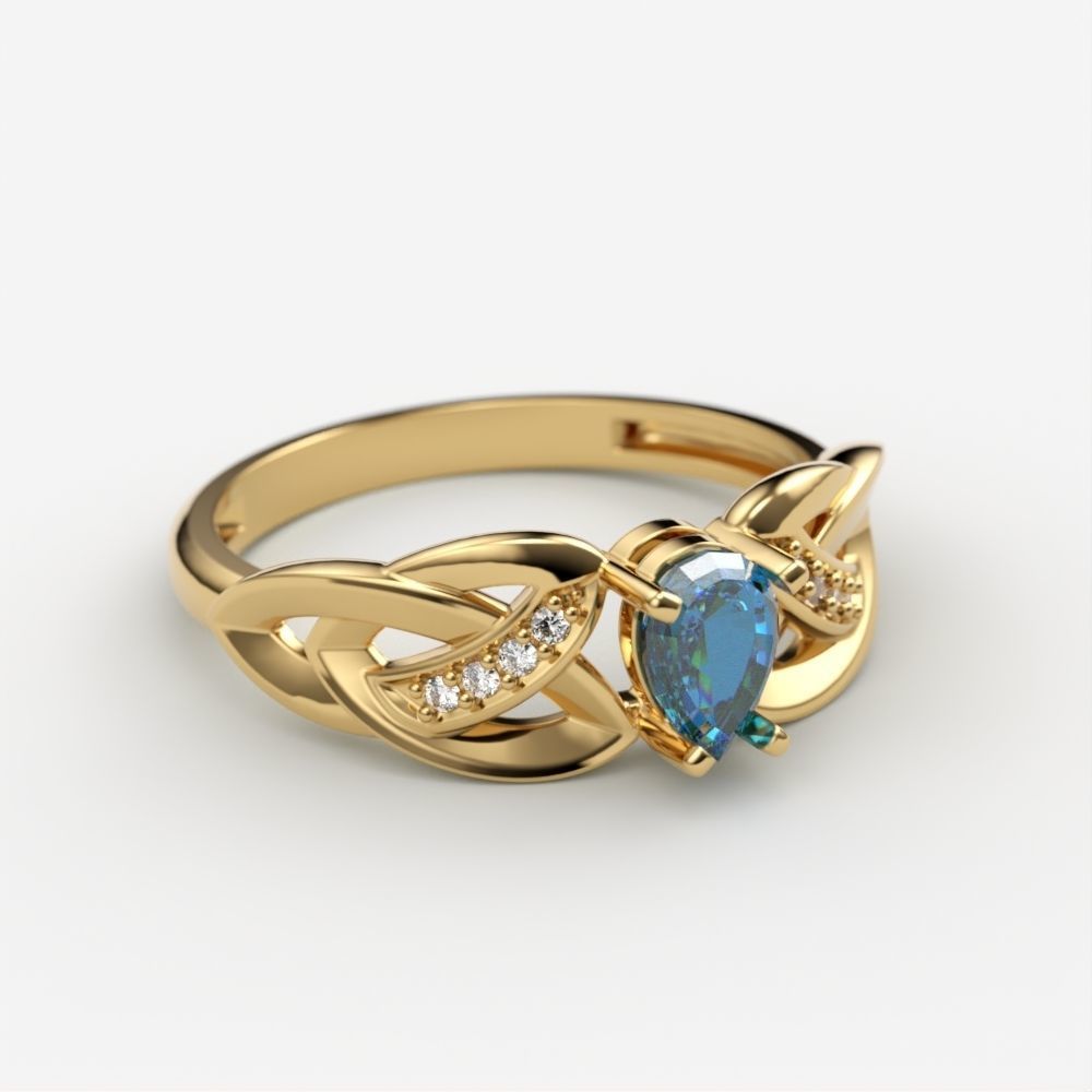 Design Women ring with gems and diamonds 3dm stl 3D print model 3D print model_3