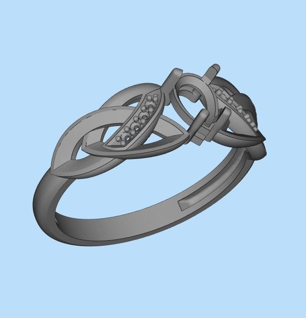 Design Women ring with gems and diamonds 3dm stl 3D print model 3D print model_39