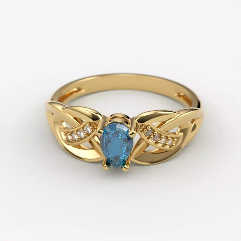 Design Women ring with gems and diamonds 3dm stl 3D print model 3D print model_0