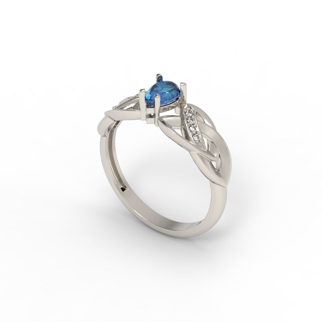 Design Women ring with gems and diamonds 3dm stl 3D print model 3D print model_17