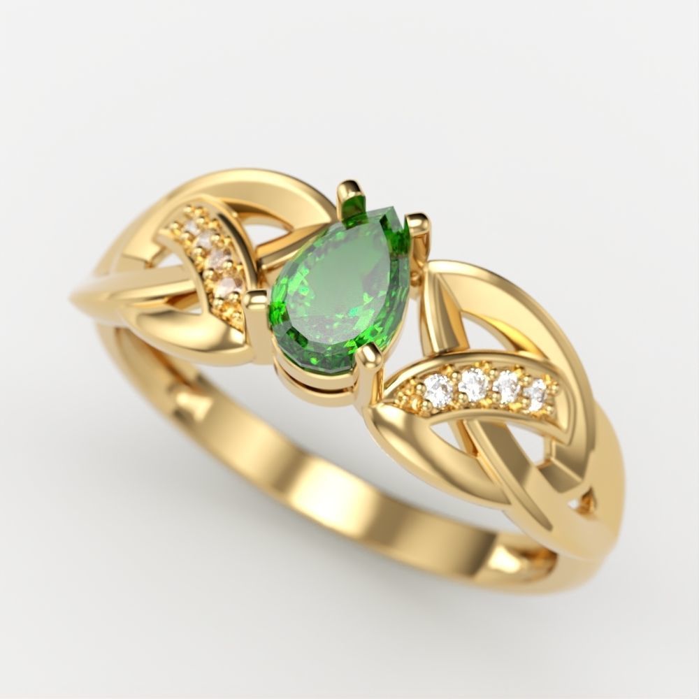 Design Women ring with gems and diamonds 3dm stl 3D print model 3D print model_10