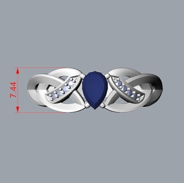 Design Women ring with gems and diamonds 3dm stl 3D print model 3D print model_30