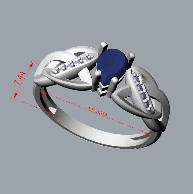 Design Women ring with gems and diamonds 3dm stl 3D print model 3D print model_31